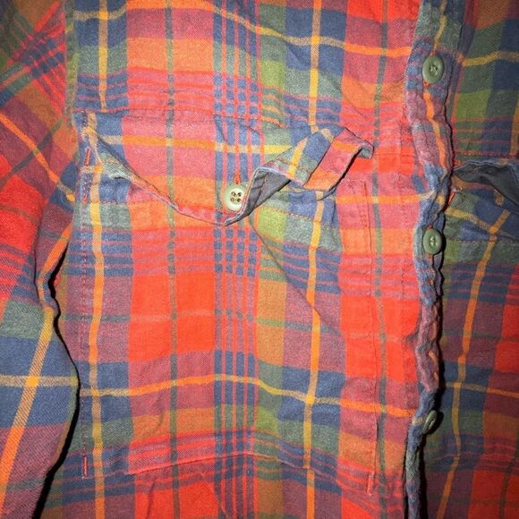 REI Cooperative Red/Orange and Green Plaid Casual Button Down Long Sleeve Shirt - Picture 2 of 9